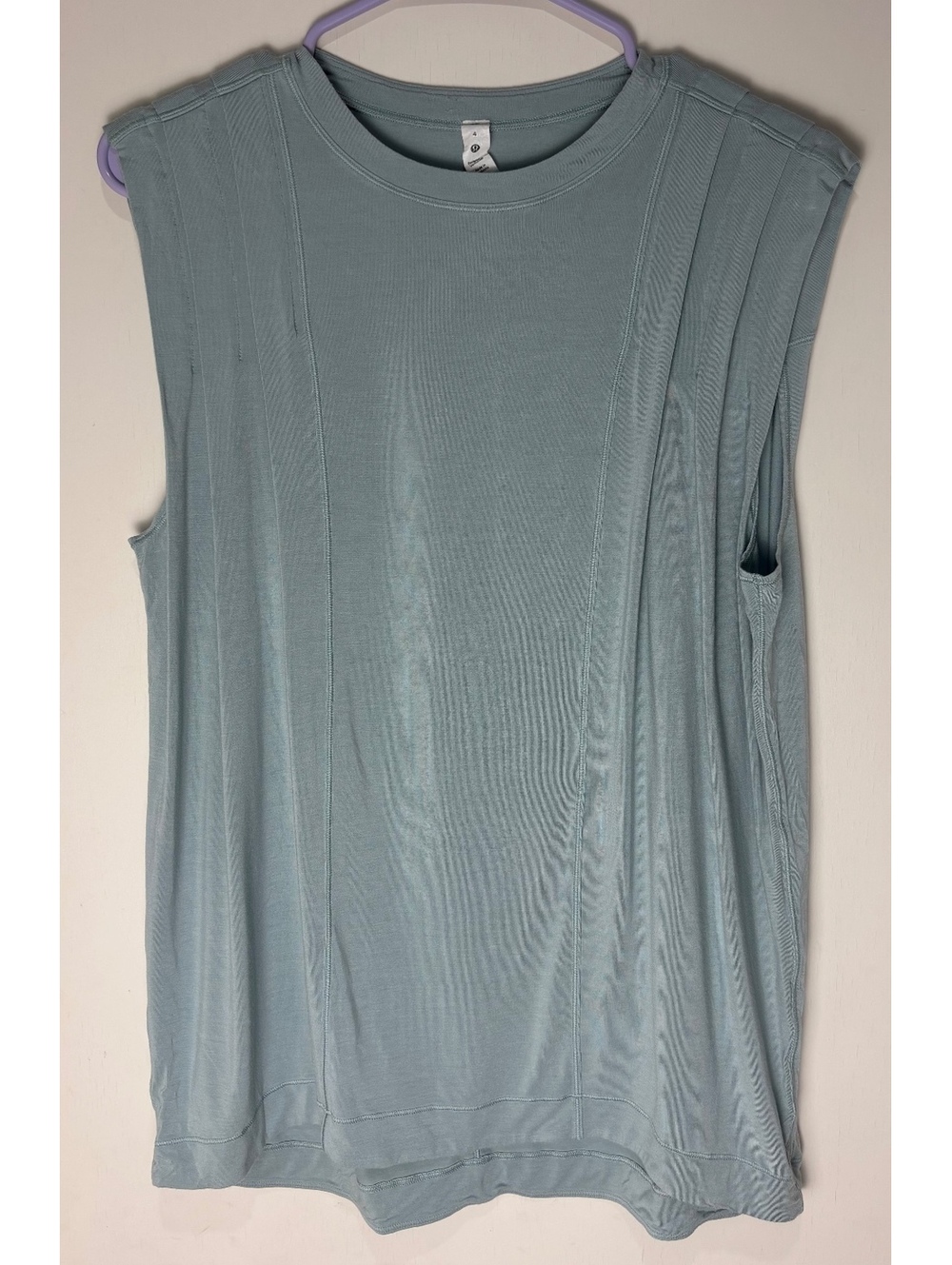 Lululemon Modal Pleated Shoulder Tank Top 4 Silver Blue Oversized Washed